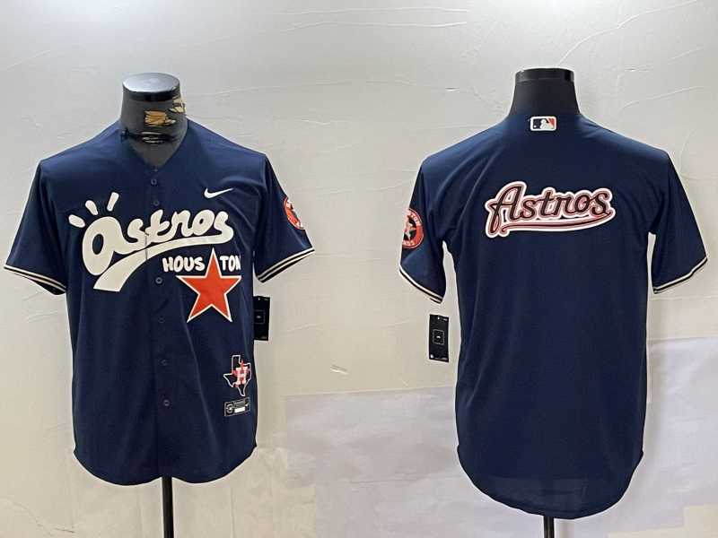 Men%27s Houston Astros Blank Navy Cactus Jack Vapor Premier Stitched Baseball Jerseys